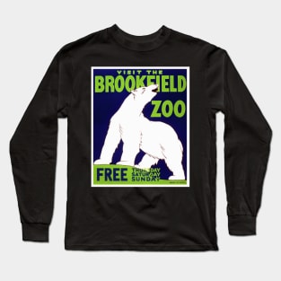 Restored WPA Print for the Brookfield Zoo in Illinois w/ large polar bear. Long Sleeve T-Shirt